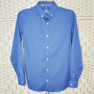 Vineyard Vines Youth Large Size 16 Blue Check Long Sleeve Button Down Shirt